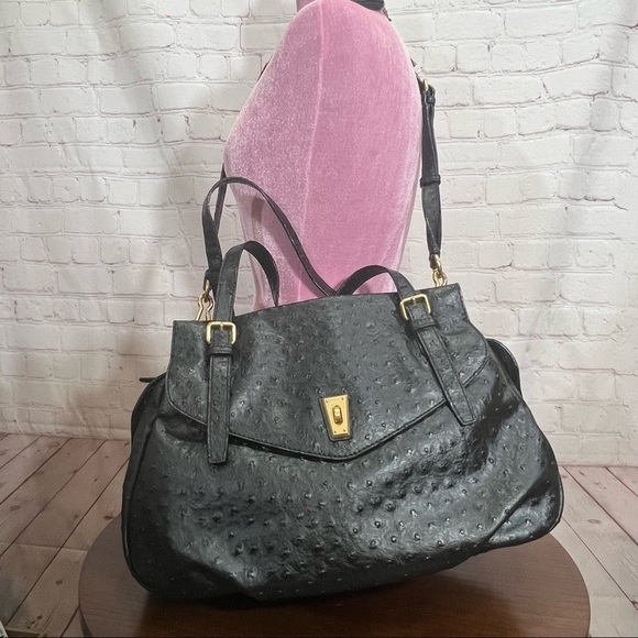 MARC By MARC JACOBS Ostrich Ozzie Aurora Satchel Tote Black EUC - Picture 9 of 13
